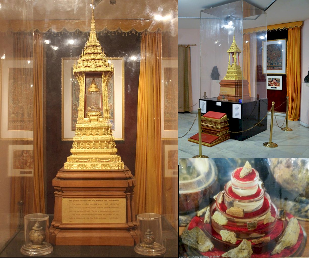 Tháp Xá Lợi bên trong có chứa Xá Lợi xương đầu của Đức Phật Thích Ca được trưng bày tại viện Bảo Tàng New Delhi - Ấn Độ