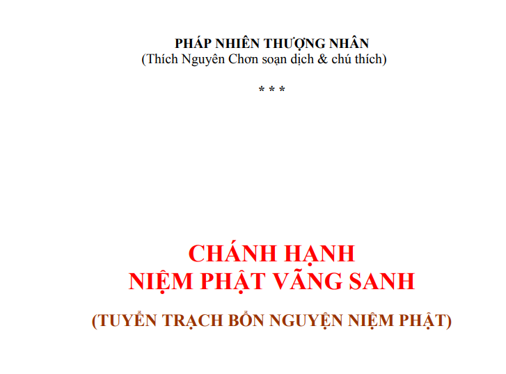 Chánh hạnh niệm Phật vãng sanh – Tuyển Trạch Bổn Nguyện Niệm Phật